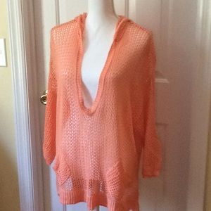 Loose Knit Topper with hood